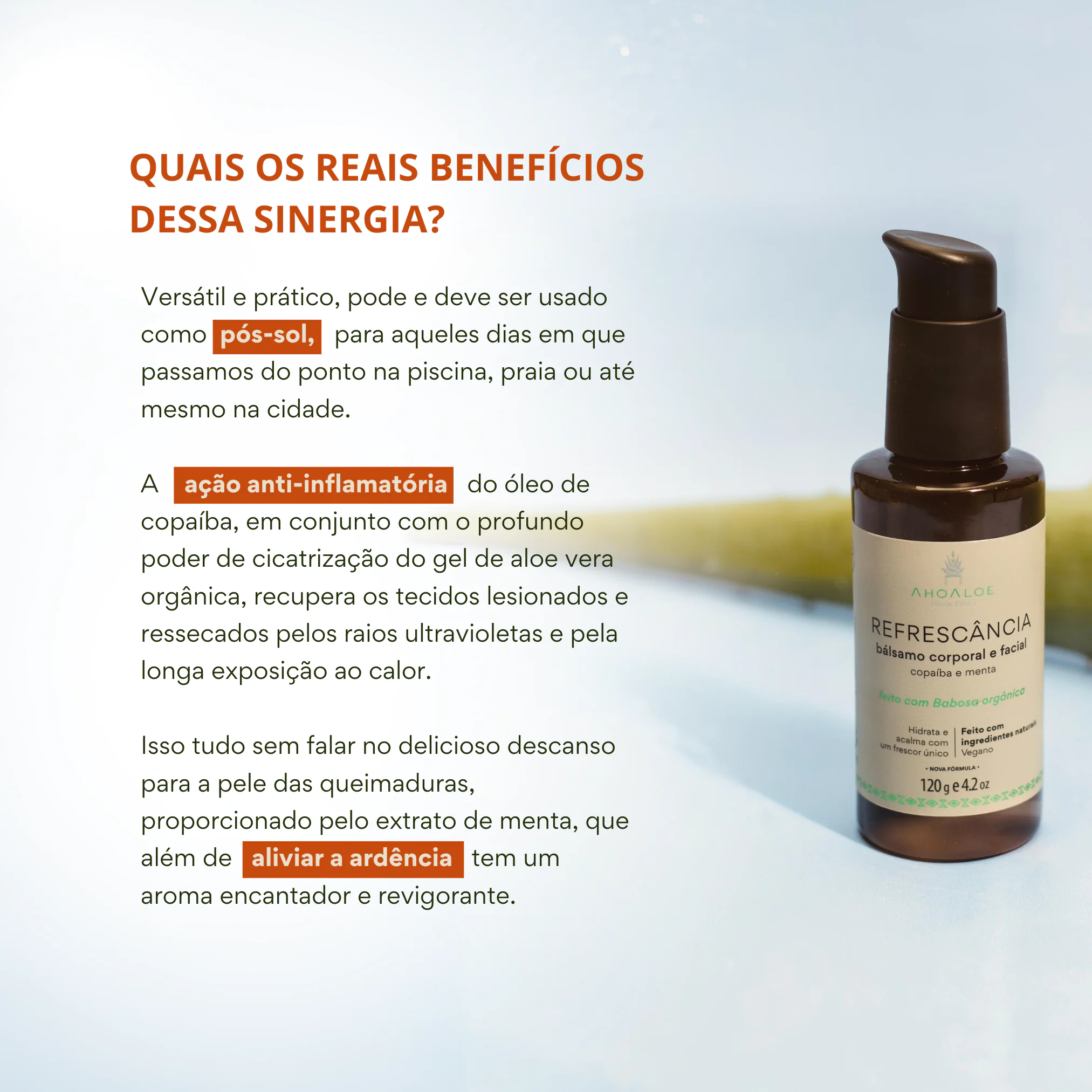 Bálsamo Corporal e Facial de Aloe Vera REFRESCÂNCIA 115ml - Copaíba e Menta - Imagem 3