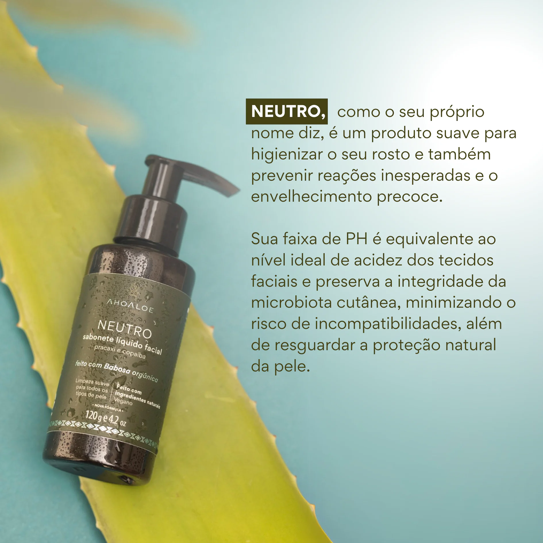 Sabonete Líquido Facial de Aloe Vera Neutro -115g - Pracaxi e Copaíba - Imagem 2