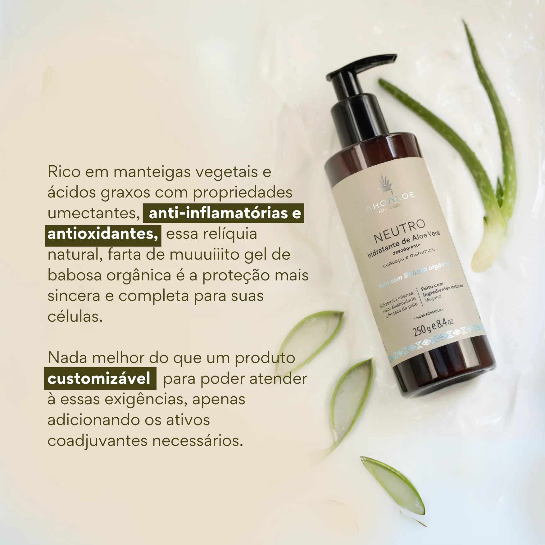Hidratante de Aloe Vera NEUTRO - 250g - Cupuaçu e Murumuru - Imagem 3