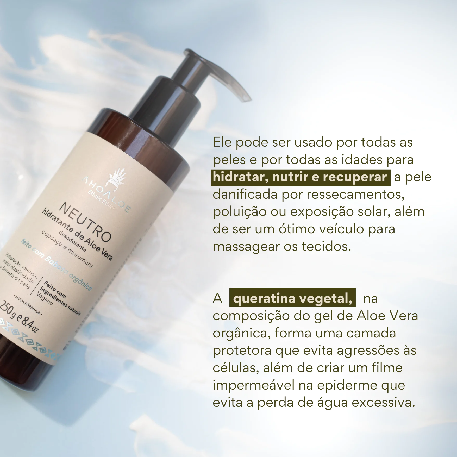 Hidratante de Aloe Vera NEUTRO - 250g - Cupuaçu e Murumuru - Imagem 4