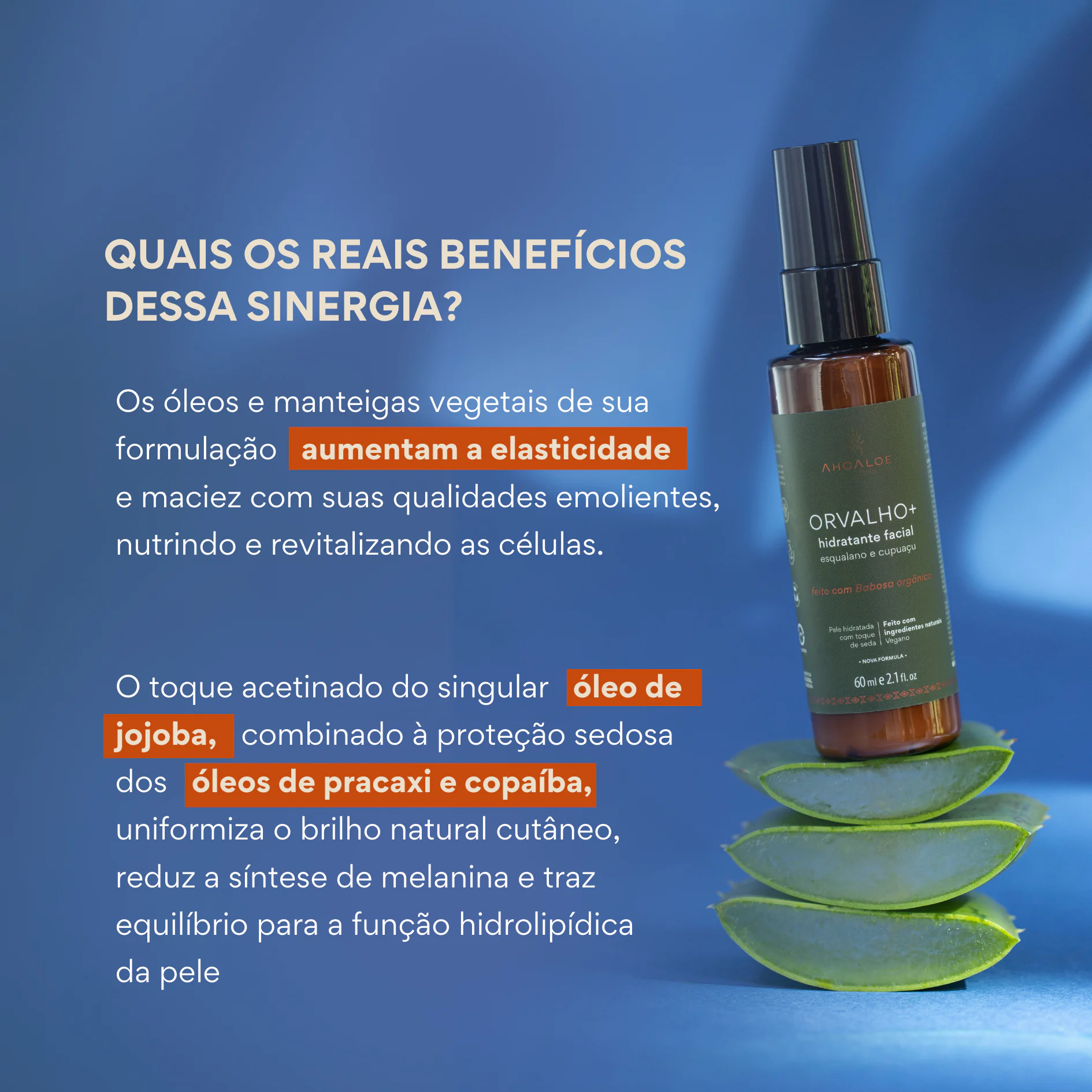 Hidratante facial todos os tipos de pele ORVALHO+ - Cupuaçu e Esqualano - 60ml - Imagem 3