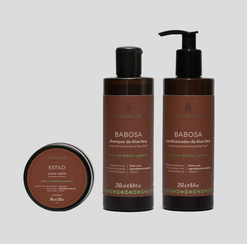 Kit Shampoo, condicionador BABOSA e pasta capilar ESTILO - Ceramida Biomimética - 2x 250ml e 1x 80g - Imagem 1