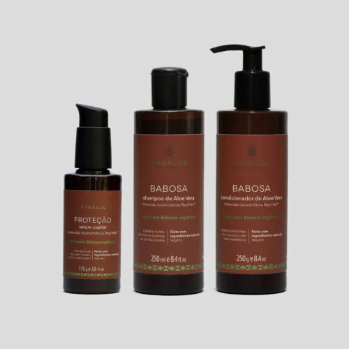 Kit Shampoo, condicionador BABOSA e sérum PROTEÇÃO - Ceramida Biomimética - 2x 250ml e 1x 115g